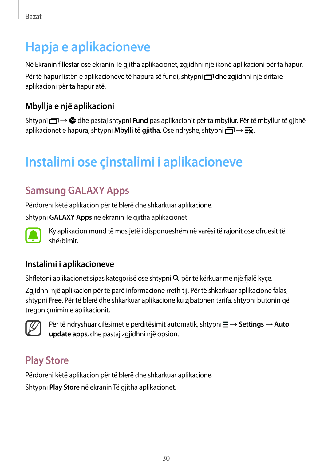 Samsung SM-N910CZDESEE Hapja e aplikacioneve, Instalimi ose çinstalimi i aplikacioneve, Samsung Galaxy Apps, Play Store 