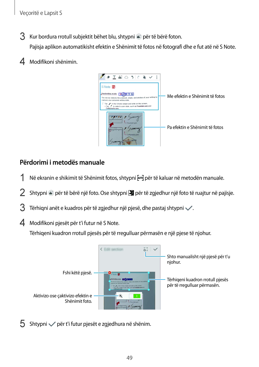 Samsung SM-N910CZKETEB, SM-N910CZDESEE, SM-N910CZWEMSR, SM-N910CZWESEE Përdorimi i metodës manuale, Modifikoni shënimin 