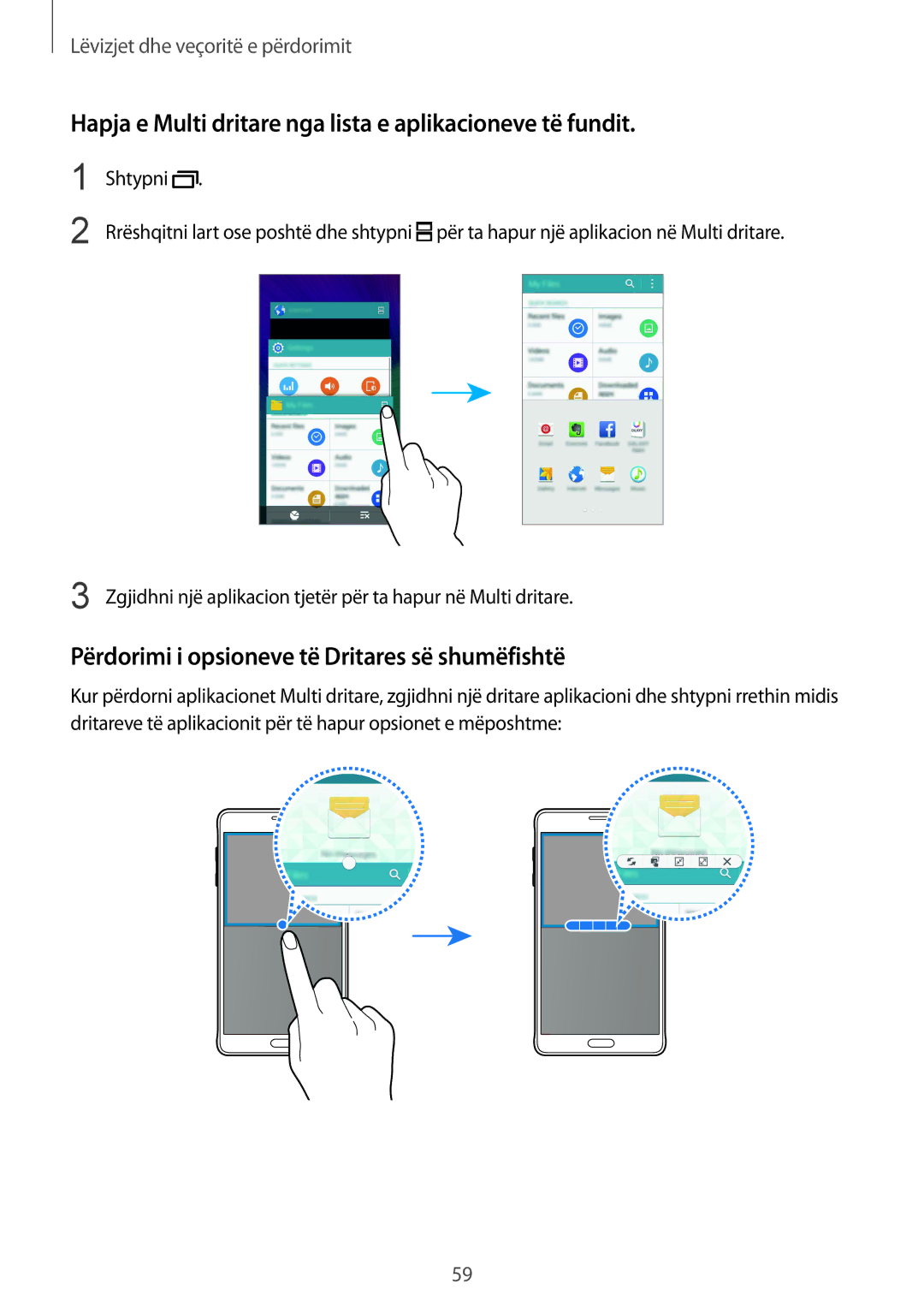Samsung SM-N910CZKESEE, SM-N910CZDESEE, SM-N910CZKETEB manual Hapja e Multi dritare nga lista e aplikacioneve të fundit 