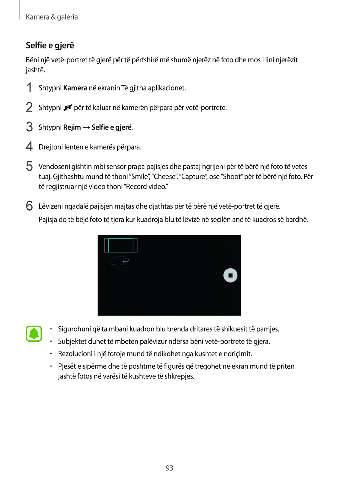 Samsung SM-N910CZWESEE, SM-N910CZDESEE, SM-N910CZKETEB, SM-N910CZWEMSR, SM-N910CZKEMSR manual Shtypni Rejim →Selfie e gjerë 