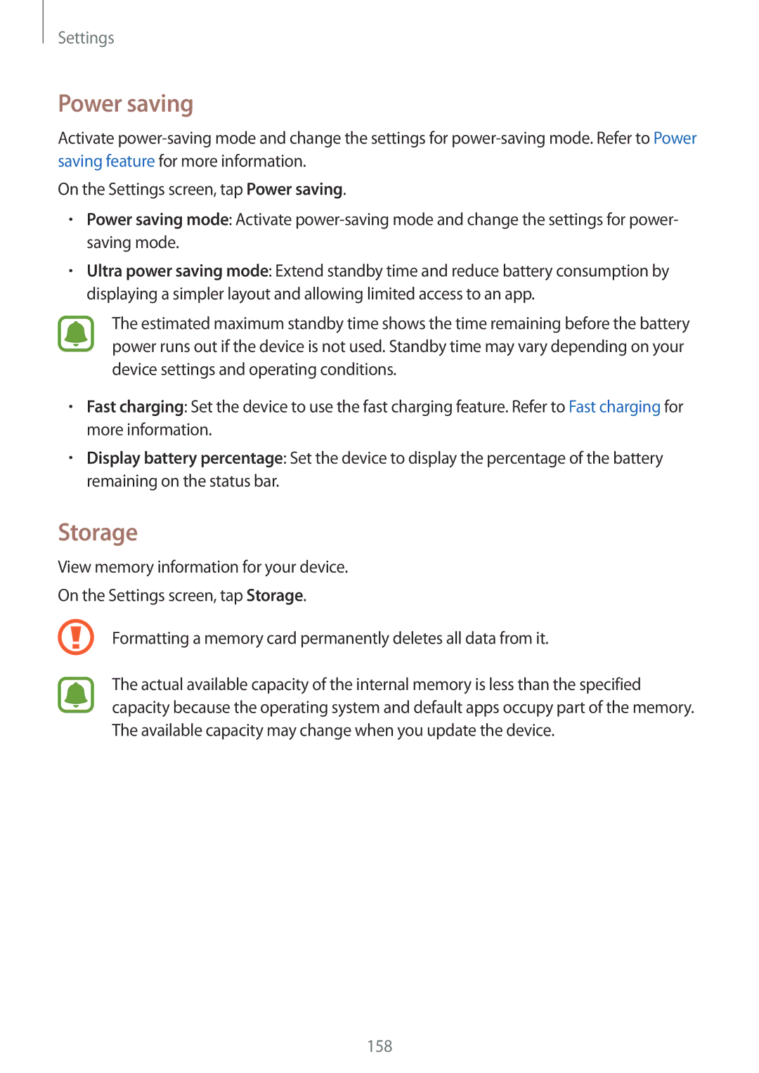 Samsung SM-N910CZKETWO, SM-N910CZDESEE, SM-N910CZKETEB, SM-N910CZWEMSR, SM-N910CZWESEE, SM-N910CZKEMSR Power saving, Storage 