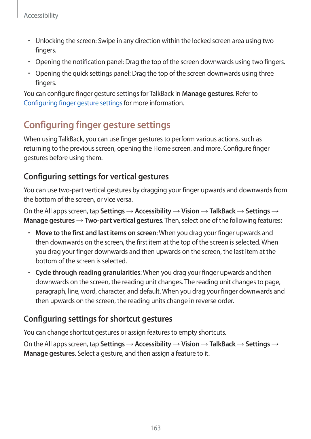 Samsung SM2N910CZKEXEH, SM-N910CZDESEE Configuring finger gesture settings, Configuring settings for vertical gestures 