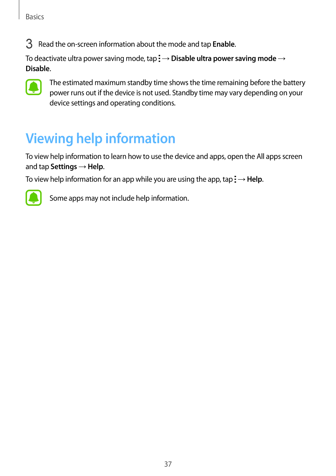 Samsung SM-N910CZWEVIP, SM-N910CZDESEE, SM-N910CZKETEB, SM-N910CZWEMSR, SM-N910CZWESEE manual Viewing help information 