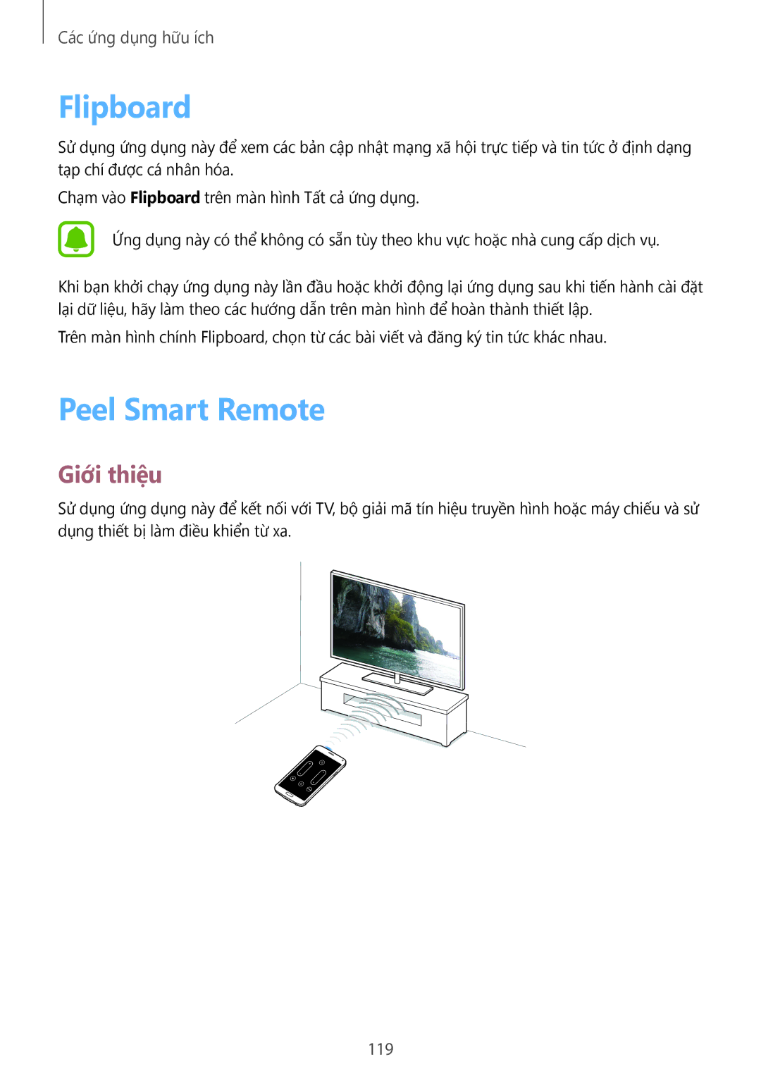 Samsung SM-N910CZIEXXV, SM-N910CZDEXXV, SM-N910CZWEXXV, SM-N910CZKEXXV manual Flipboard, Peel Smart Remote, 119 