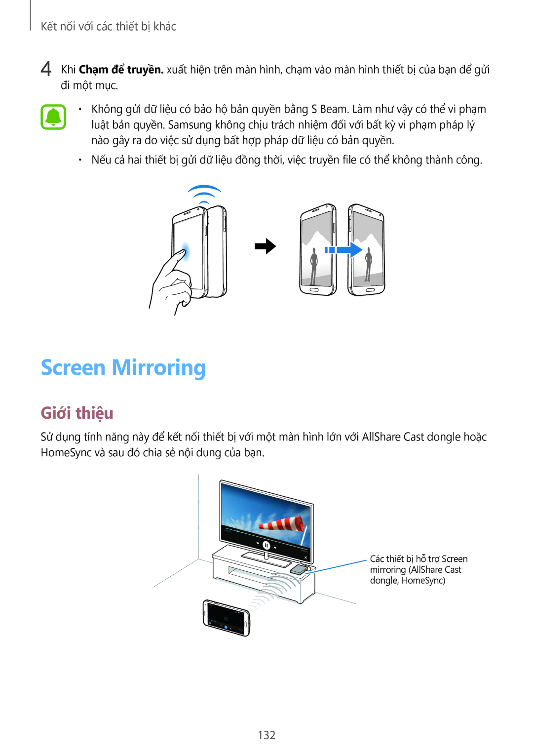 Samsung SM-N910CZDEXXV, SM-N910CZWEXXV, SM-N910CZKEXXV, SM-N910CZIEXXV manual Screen Mirroring, 132 