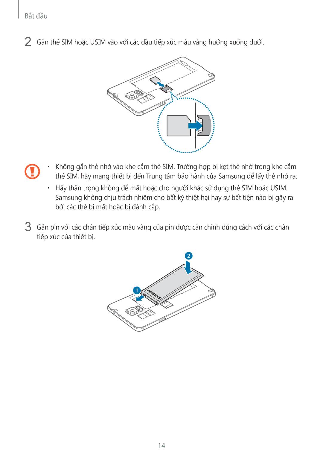 Samsung SM-N910CZKEXXV, SM-N910CZDEXXV, SM-N910CZWEXXV, SM-N910CZIEXXV manual Bắt đầu 