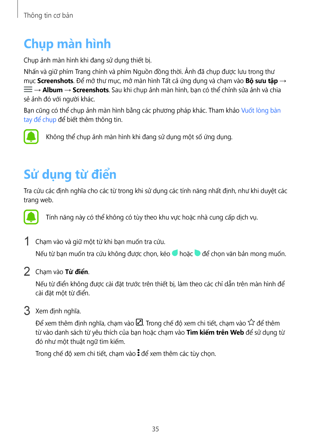 Samsung SM-N910CZIEXXV, SM-N910CZDEXXV, SM-N910CZWEXXV, SM-N910CZKEXXV manual Chụp màn hình, Sử dụng từ điển 