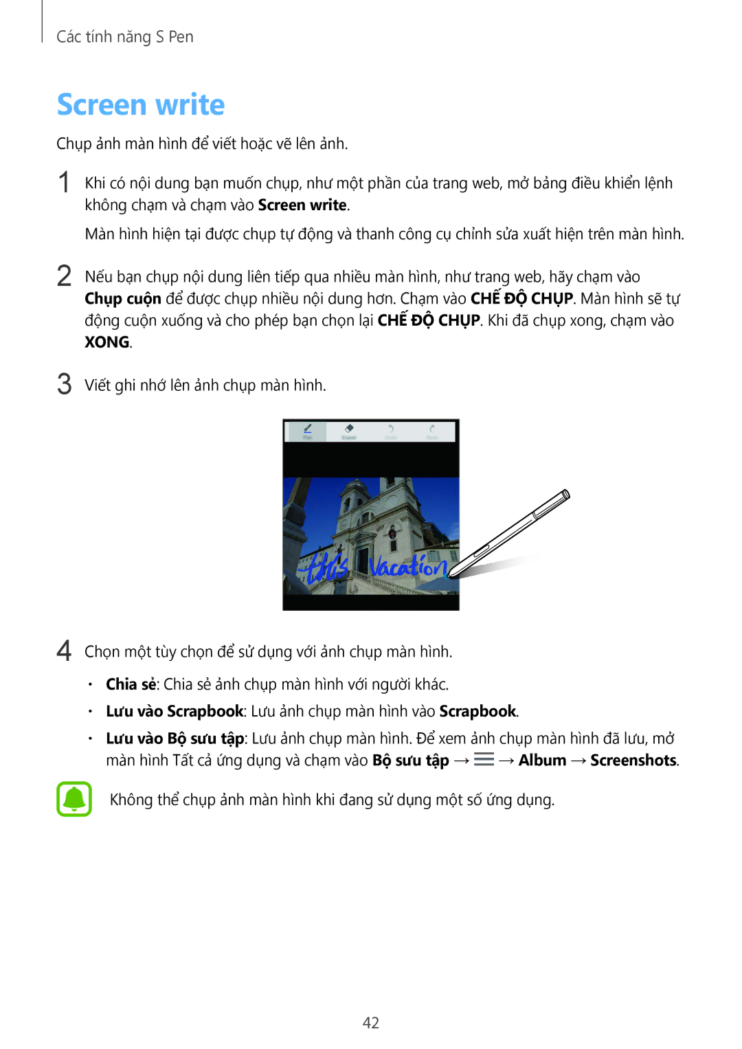 Samsung SM-N910CZKEXXV, SM-N910CZDEXXV, SM-N910CZWEXXV, SM-N910CZIEXXV manual Screen write 