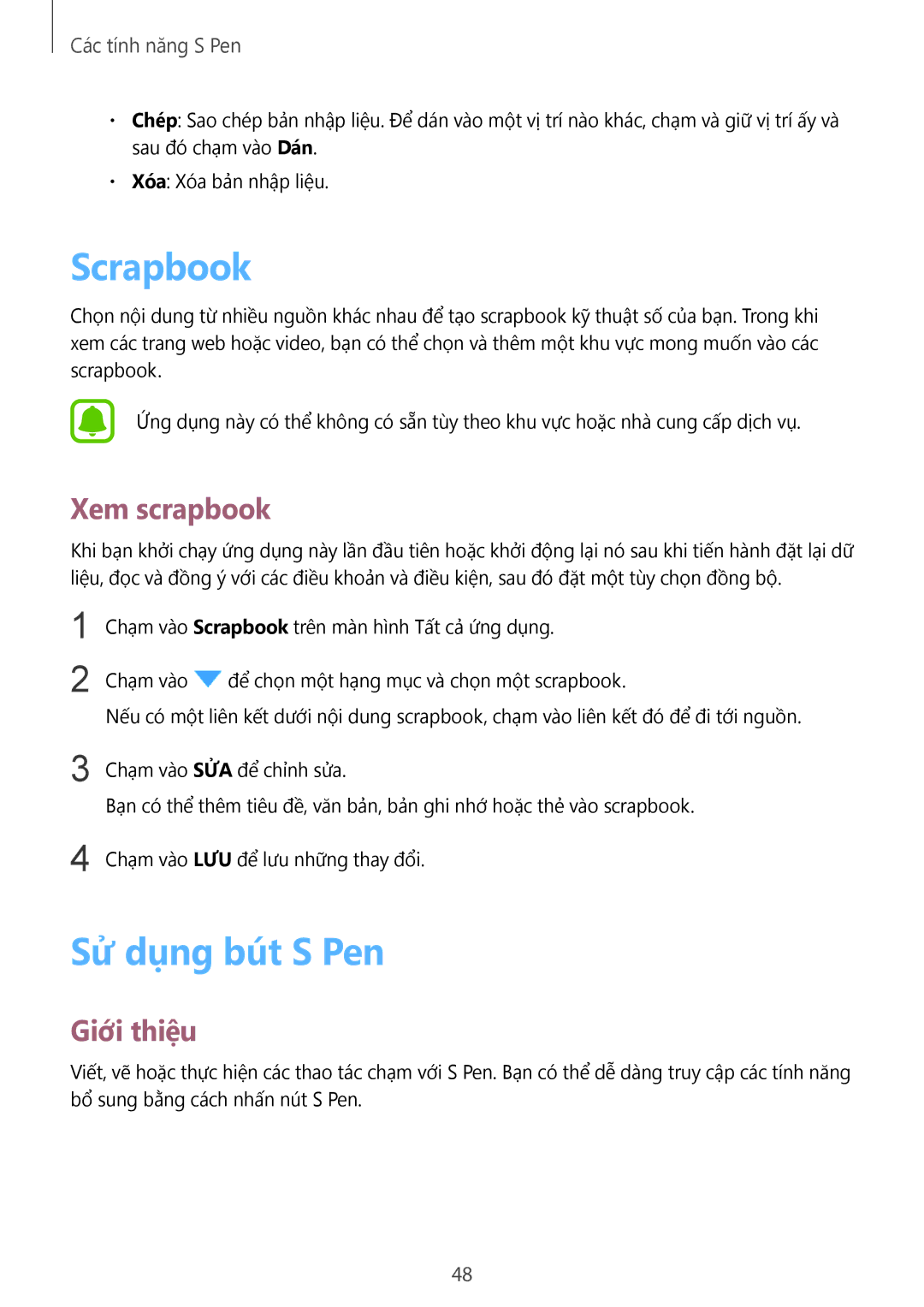 Samsung SM-N910CZDEXXV, SM-N910CZWEXXV, SM-N910CZKEXXV, SM-N910CZIEXXV manual Scrapbook, Sử dụng bút S Pen, Xem scrapbook 