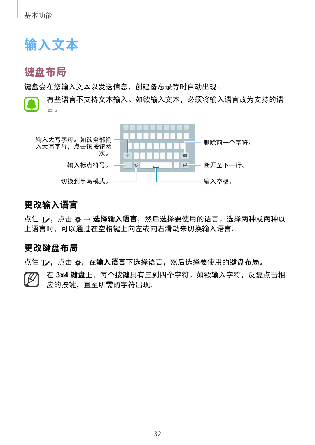 Samsung SM-N910CZDEXXV, SM-N910CZWEXXV, SM-N910CZKEXXV, SM-N910CZIEXXV manual 输入文本, 更改输入语言, 更改键盘布局 