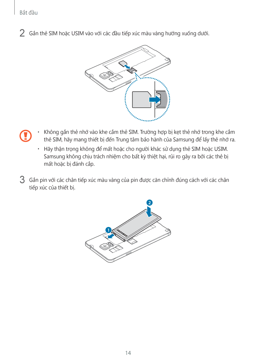 Samsung SM-N910CZKEXXV, SM-N910CZDEXXV, SM-N910CZWEXXV, SM-N910CZIEXXV manual Bắt đầu 