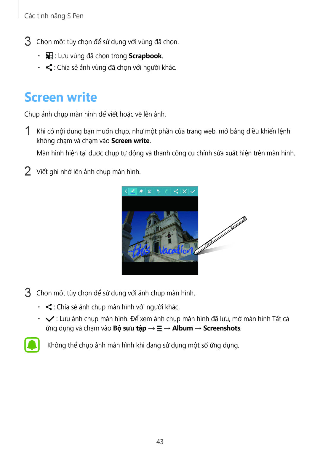 Samsung SM-N910CZIEXXV, SM-N910CZDEXXV, SM-N910CZWEXXV, SM-N910CZKEXXV manual Screen write 