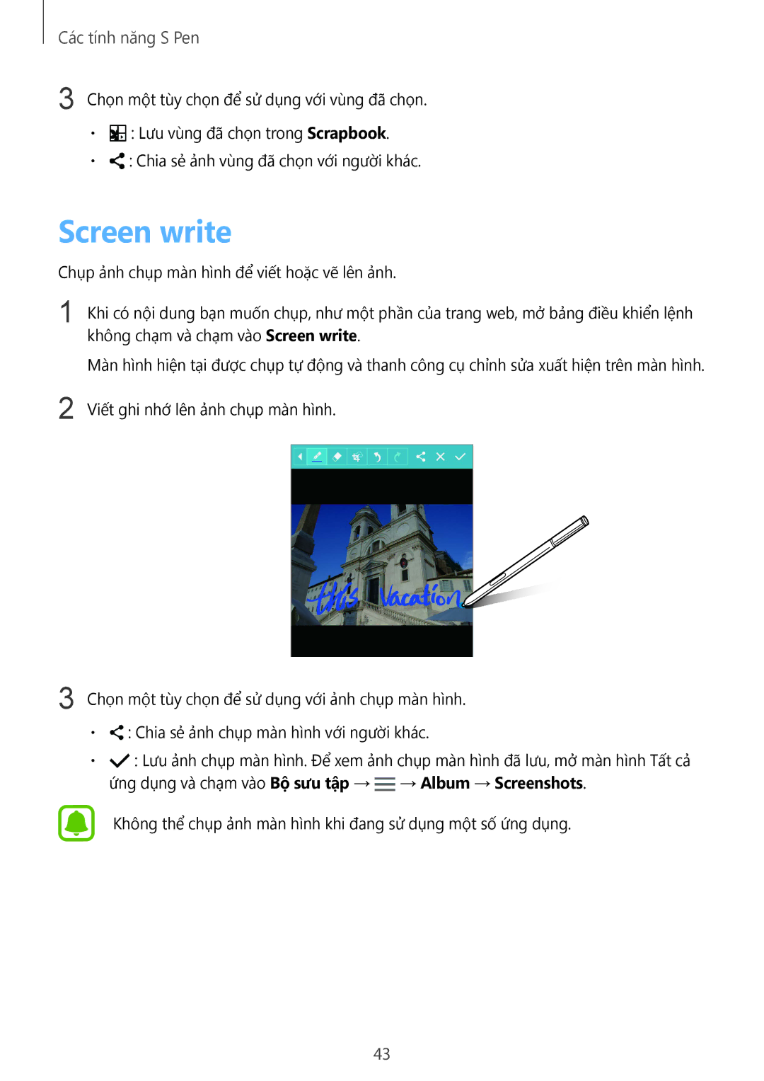 Samsung SM-N910CZIEXXV, SM-N910CZDEXXV, SM-N910CZWEXXV, SM-N910CZKEXXV manual Screen write 