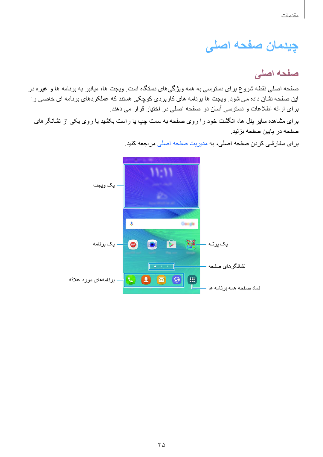 Samsung SM-N910CZIEEGY manual یلصا هحفص نامدیچ, دینک هعجارم یلصا هحفص تیریدم هب ،یلصا هحفص ندرک یشرافس یارب 