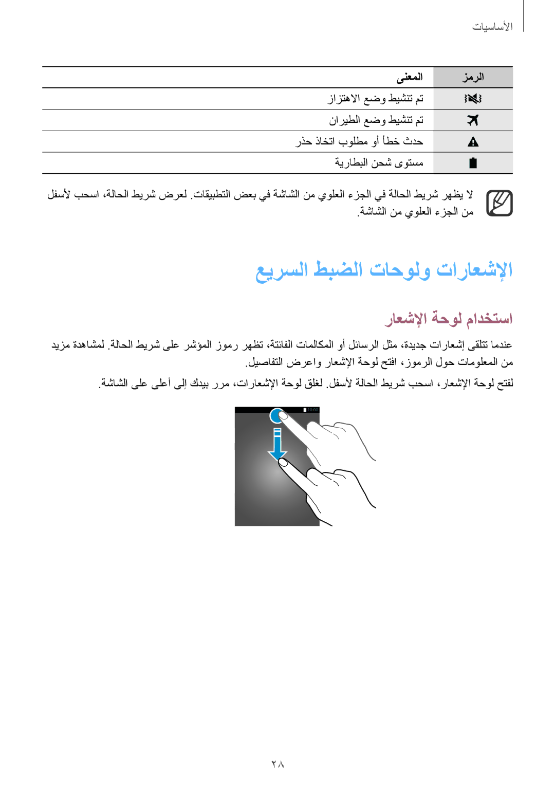 Samsung SM-N910CZIEEGY manual عيرسلا طبضلا تاحولو تاراعشلإا, راعشلإا ةحول مادختسا 