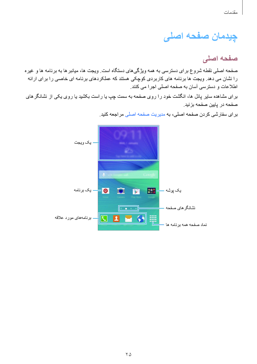 Samsung SM-N910CZIEEGY manual یلصا هحفص نامدیچ, دینک هعجارم یلصا هحفص تیریدم هب ،یلصا هحفص ندرک یشرافس یارب 