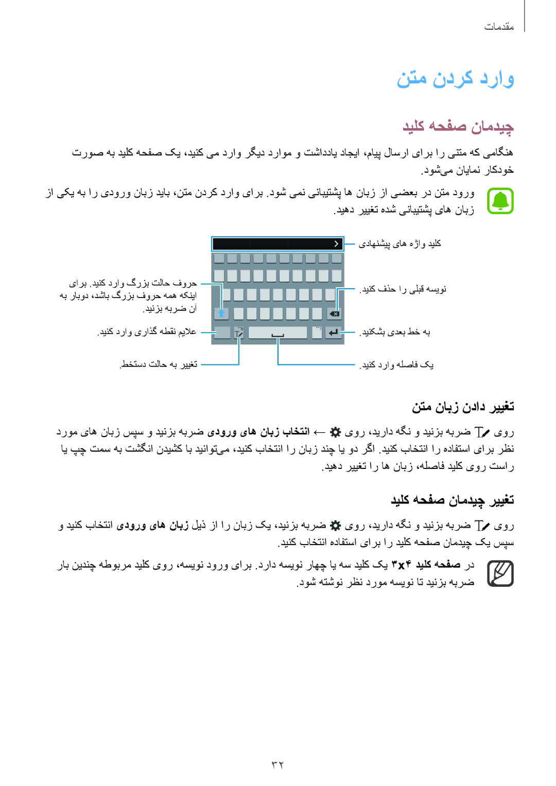 Samsung SM-N910CZIEEGY manual نتم ندرک دراو, دیلک هحفص نامدیچ, نتم نابز نداد رییغت 