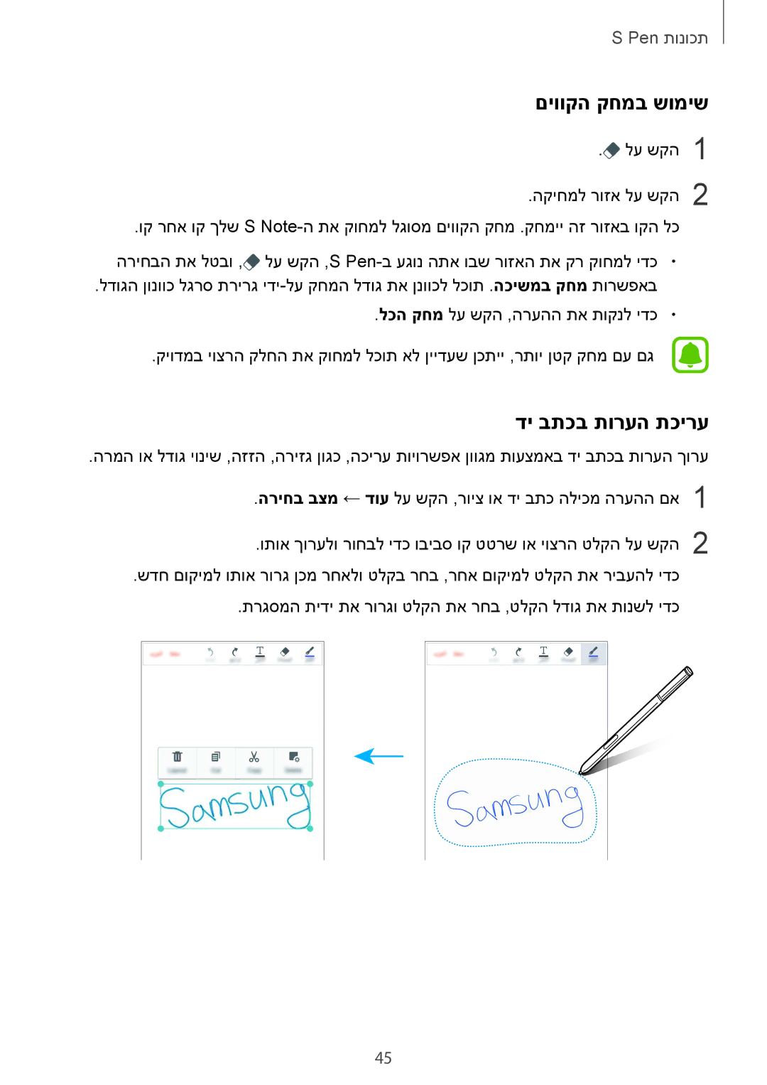 Samsung SM-N910CZWEILO, SM-N910CZWESEE, SM-N910CZKESEE, SM-N910CZIEILO, SM-N910CZDEILO םיווקה קחמב שומיש, די בתכב תורעה תכירע 