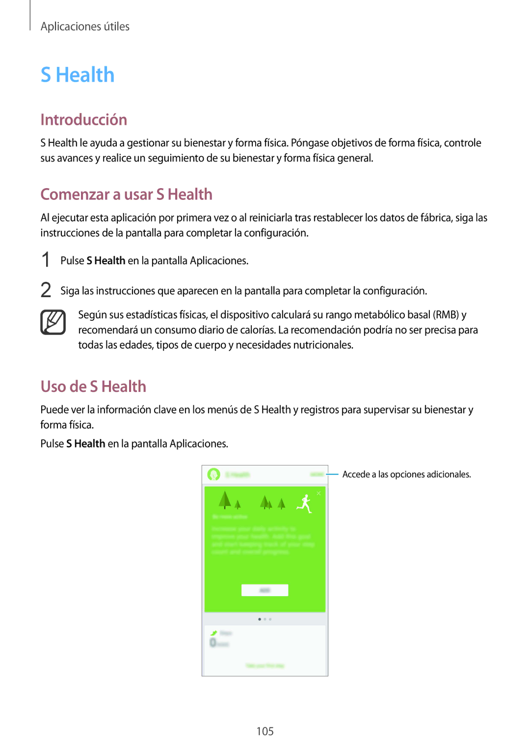 Samsung SM-N910FZIEPHE manual Comenzar a usar S Health, Uso de S Health 