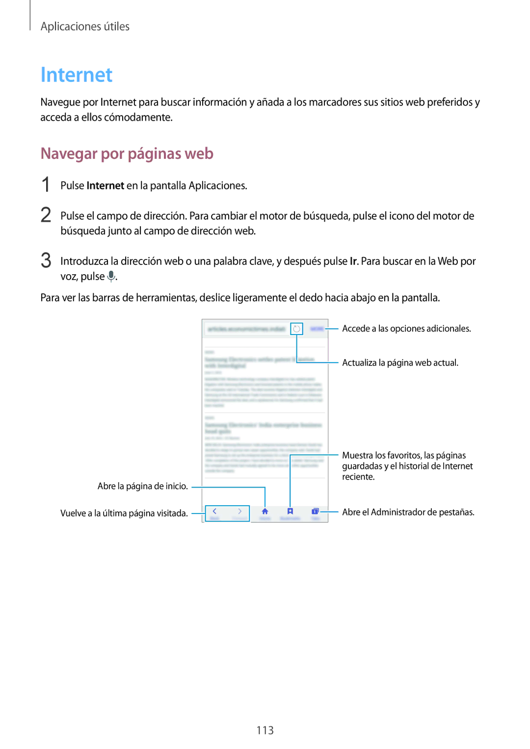 Samsung SM-N910FZIEPHE manual Internet, Navegar por páginas web 