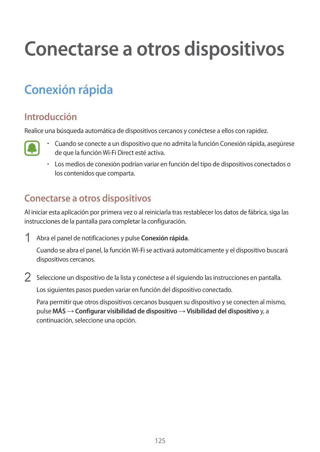 Samsung SM-N910FZIEPHE manual Conexión rápida, Conectarse a otros dispositivos 