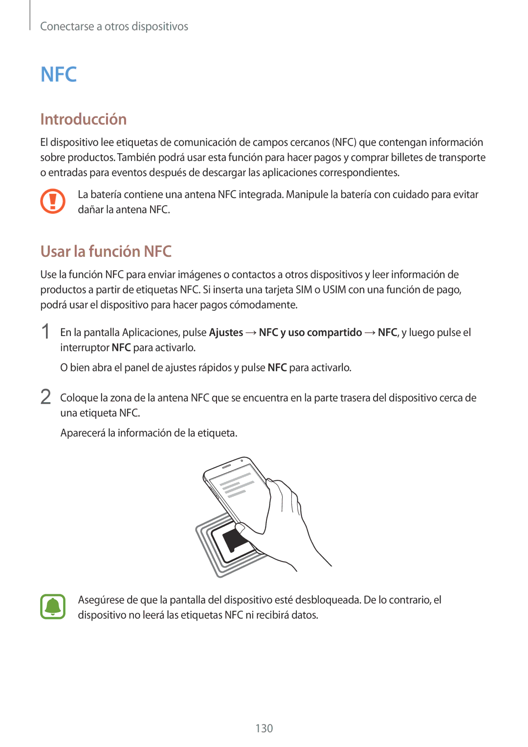 Samsung SM-N910FZIEPHE manual Nfc, Usar la función NFC 