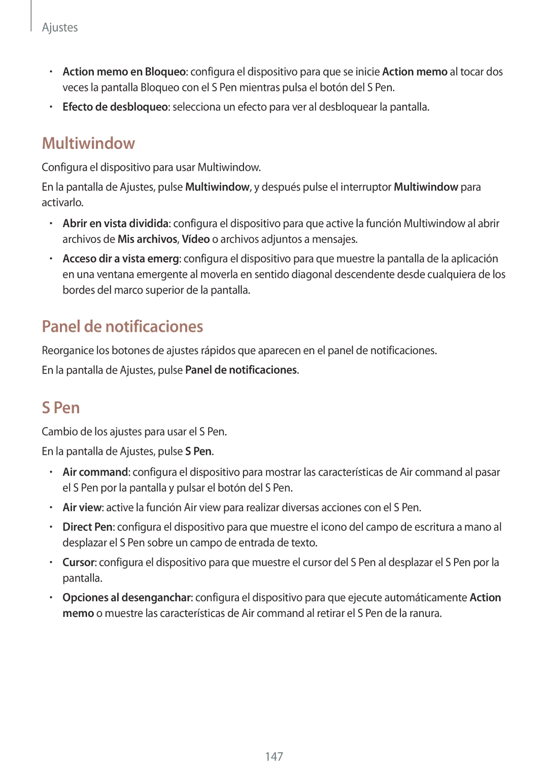 Samsung SM-N910FZIEPHE manual Multiwindow, Panel de notificaciones, Pen 