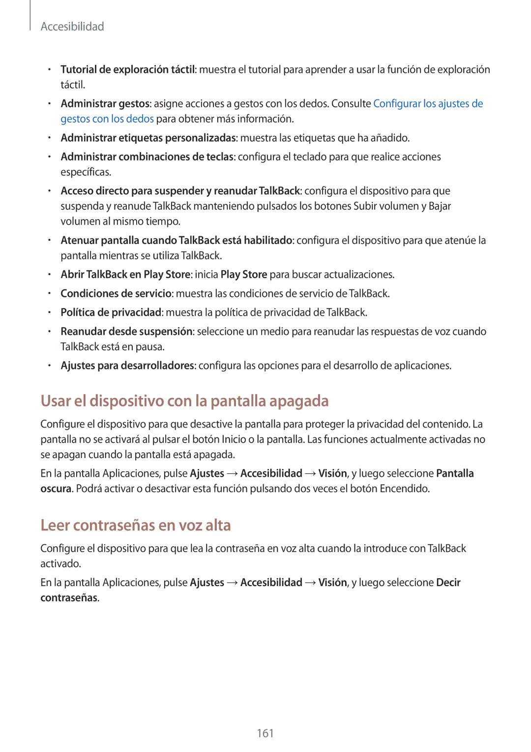 Samsung SM-N910FZIEPHE manual Usar el dispositivo con la pantalla apagada, Leer contraseñas en voz alta 