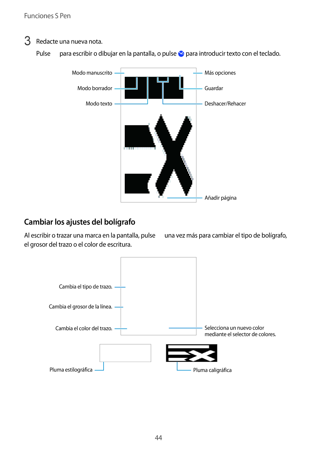 Samsung SM-N910FZIEPHE manual Cambiar los ajustes del bolígrafo 