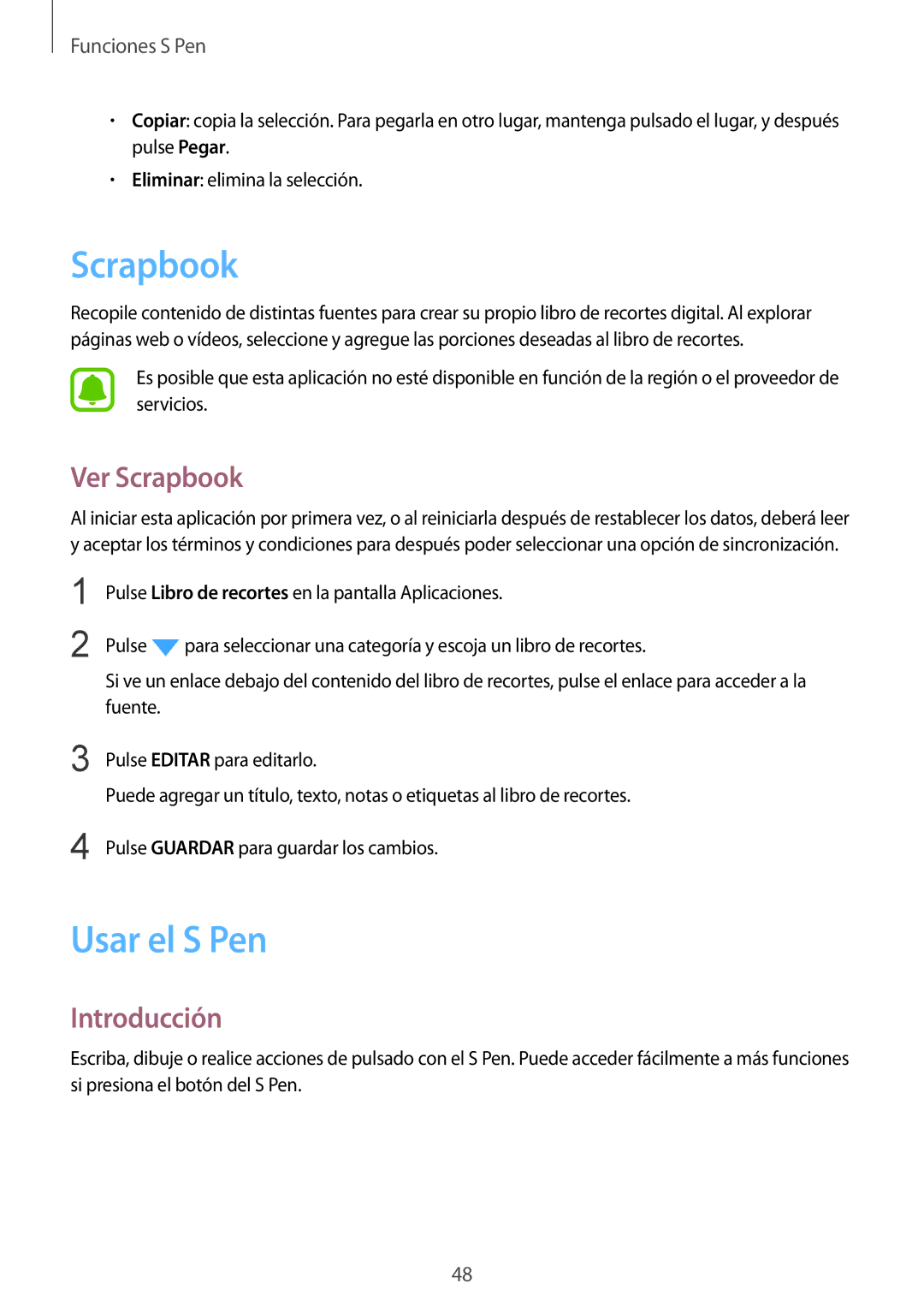 Samsung SM-N910FZIEPHE manual Usar el S Pen, Ver Scrapbook 