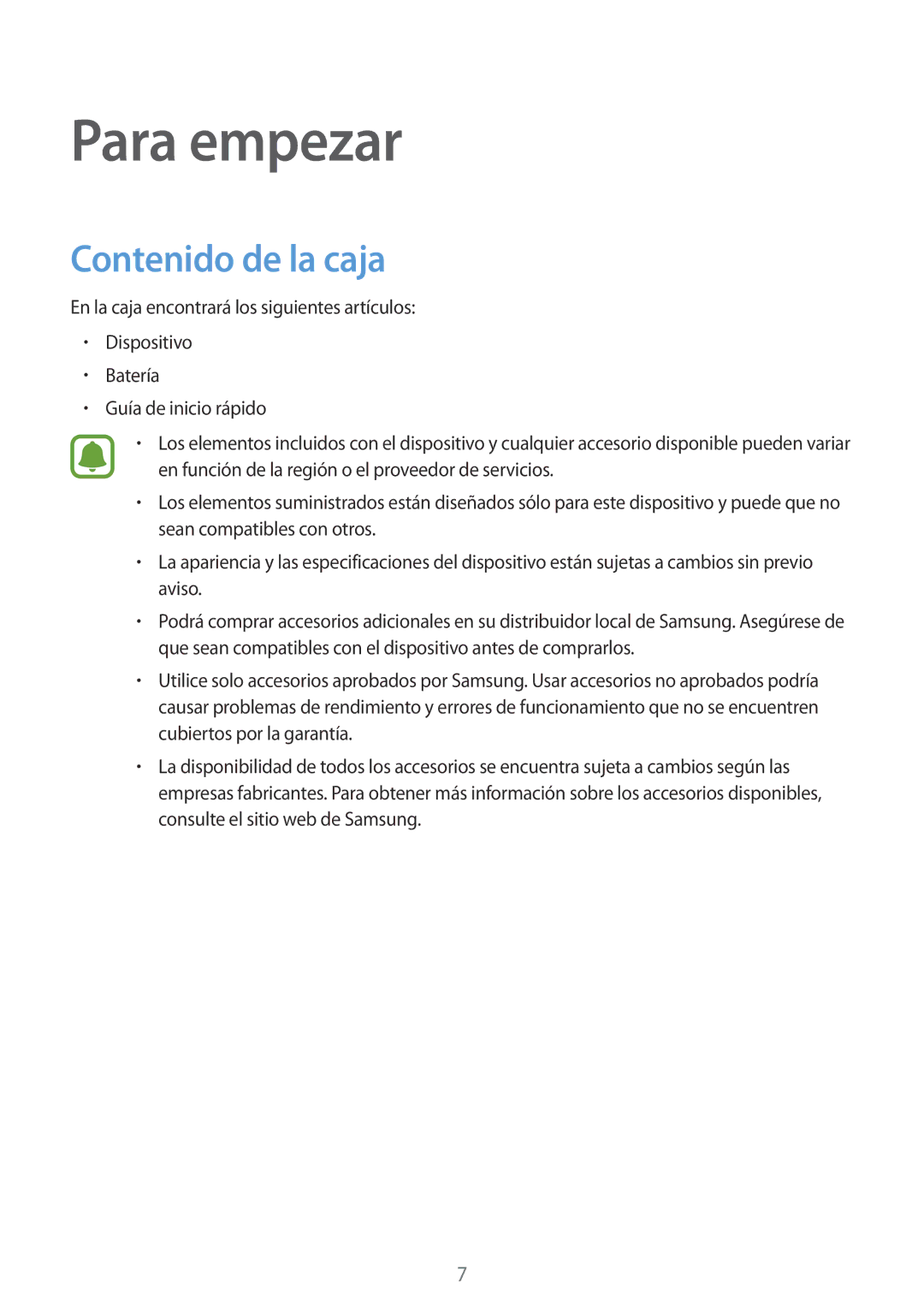 Samsung SM-N910FZIEPHE manual Para empezar, Contenido de la caja 