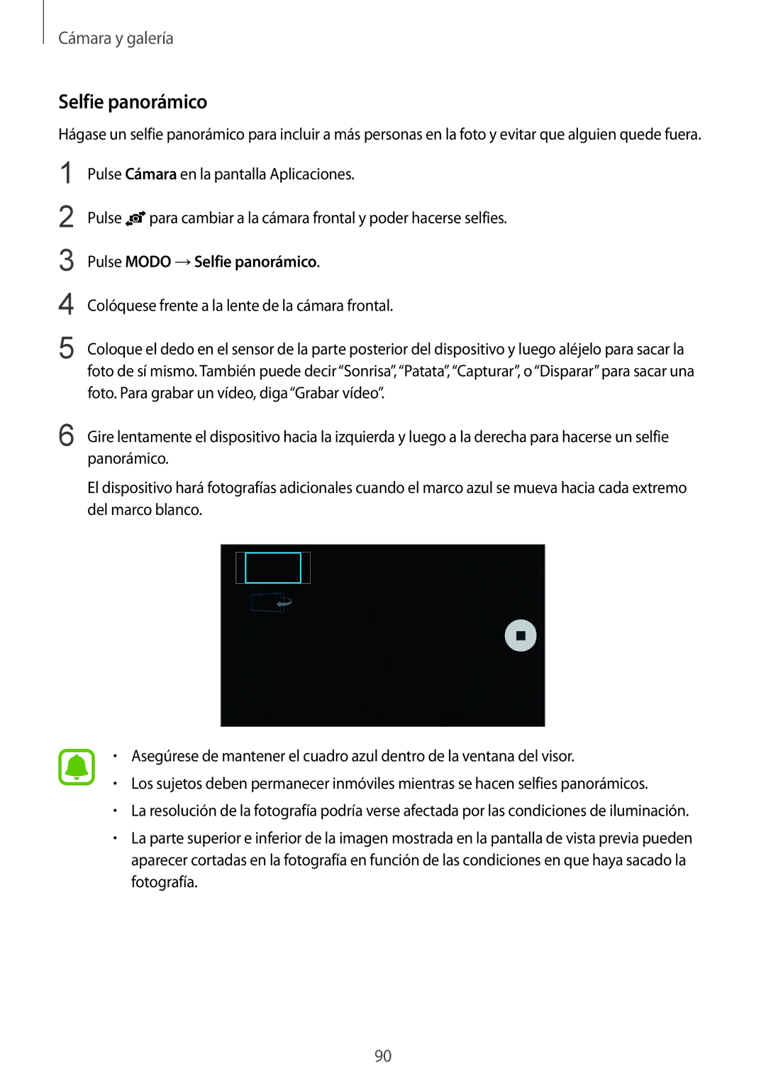 Samsung SM-N910FZIEPHE manual Pulse Modo →Selfie panorámico 