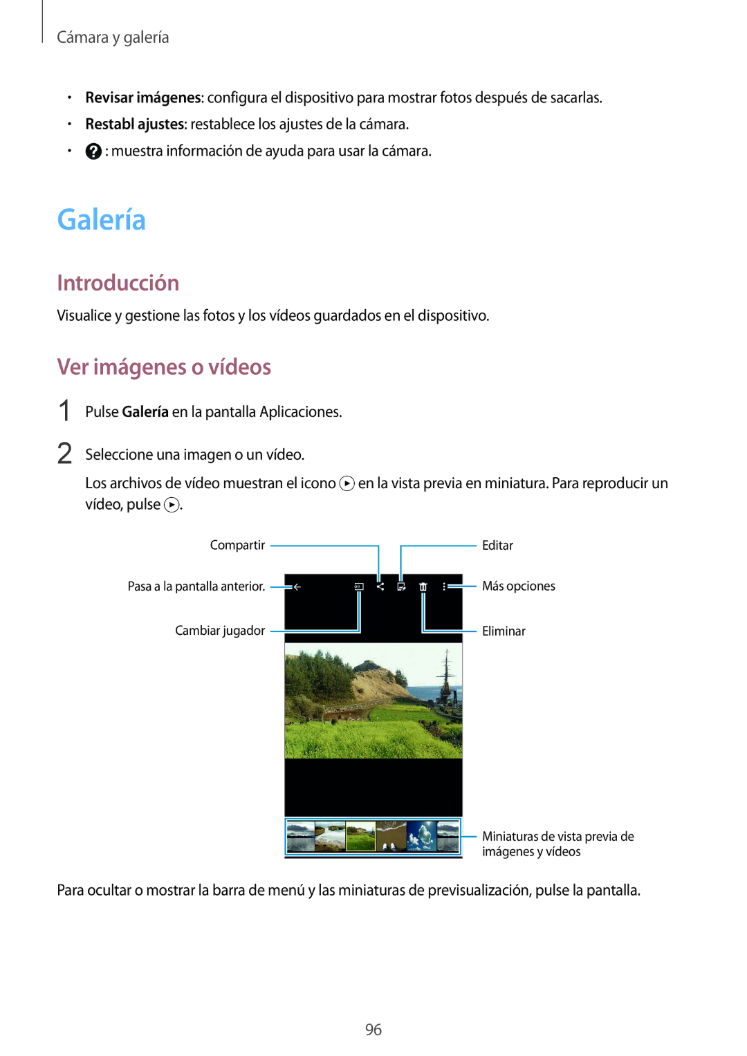 Samsung SM-N910FZIEPHE manual Galería, Ver imágenes o vídeos 