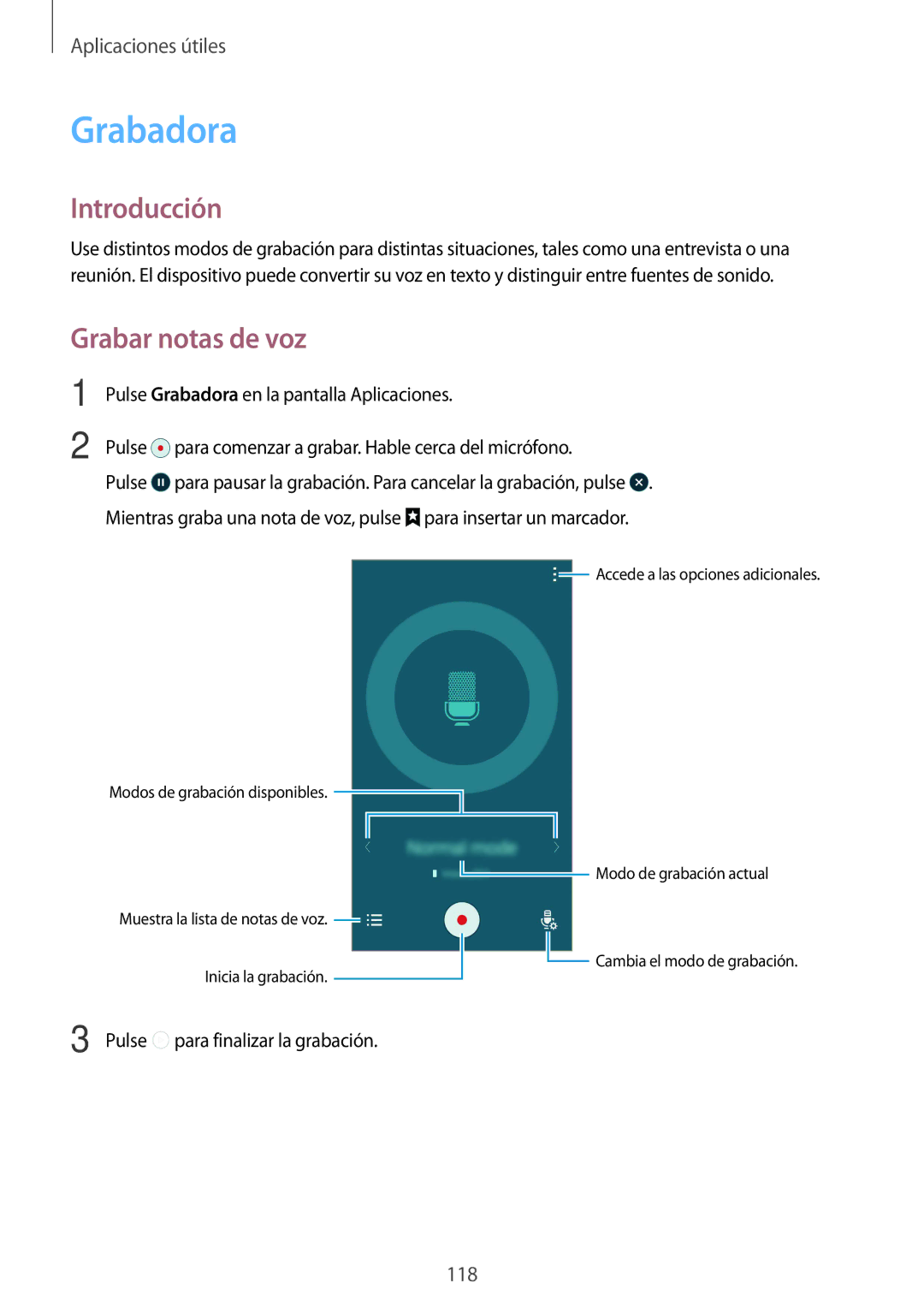 Samsung SM-N910FZIEPHE manual Grabadora, Grabar notas de voz 