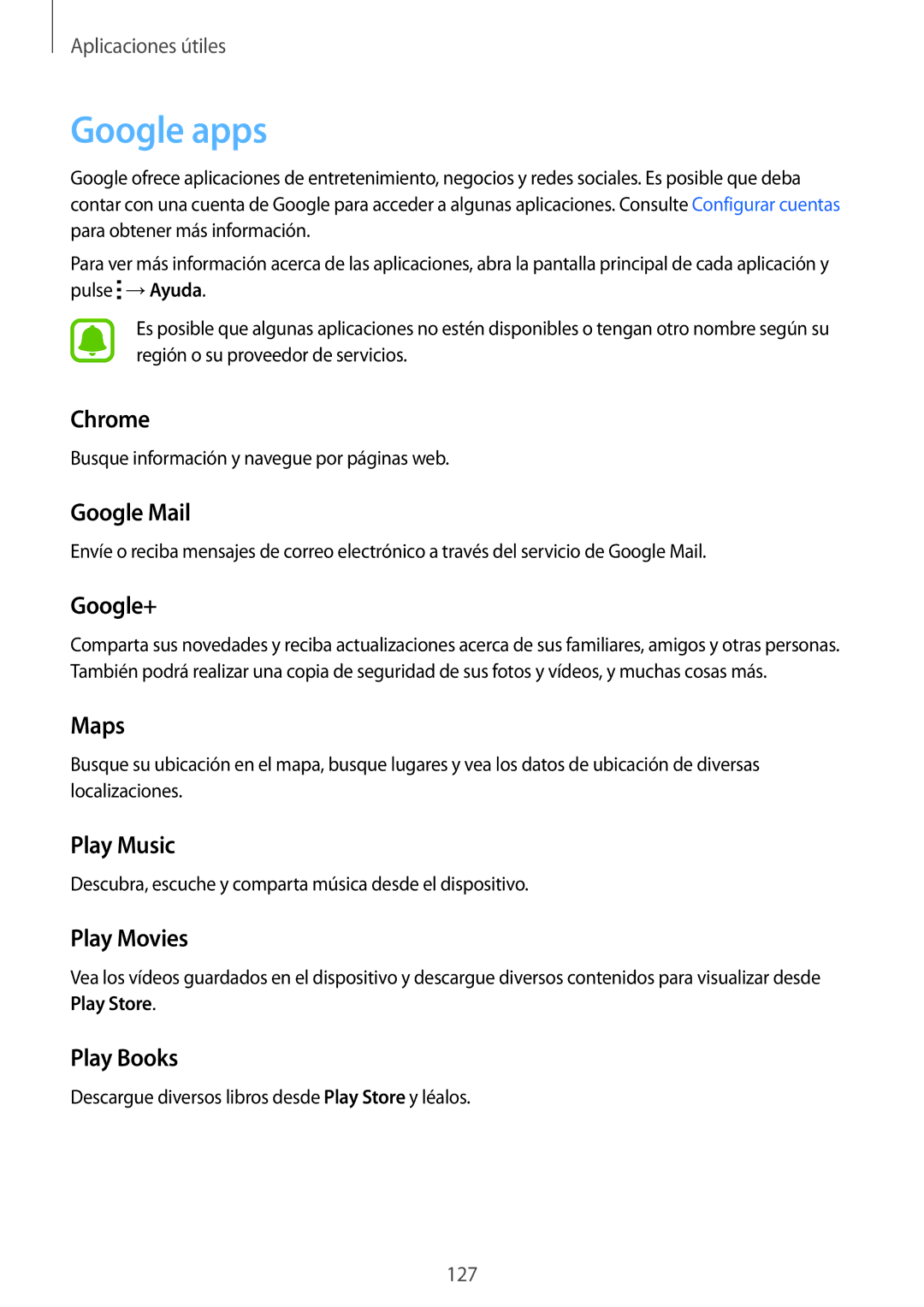 Samsung SM-N910FZIEPHE manual Google apps 