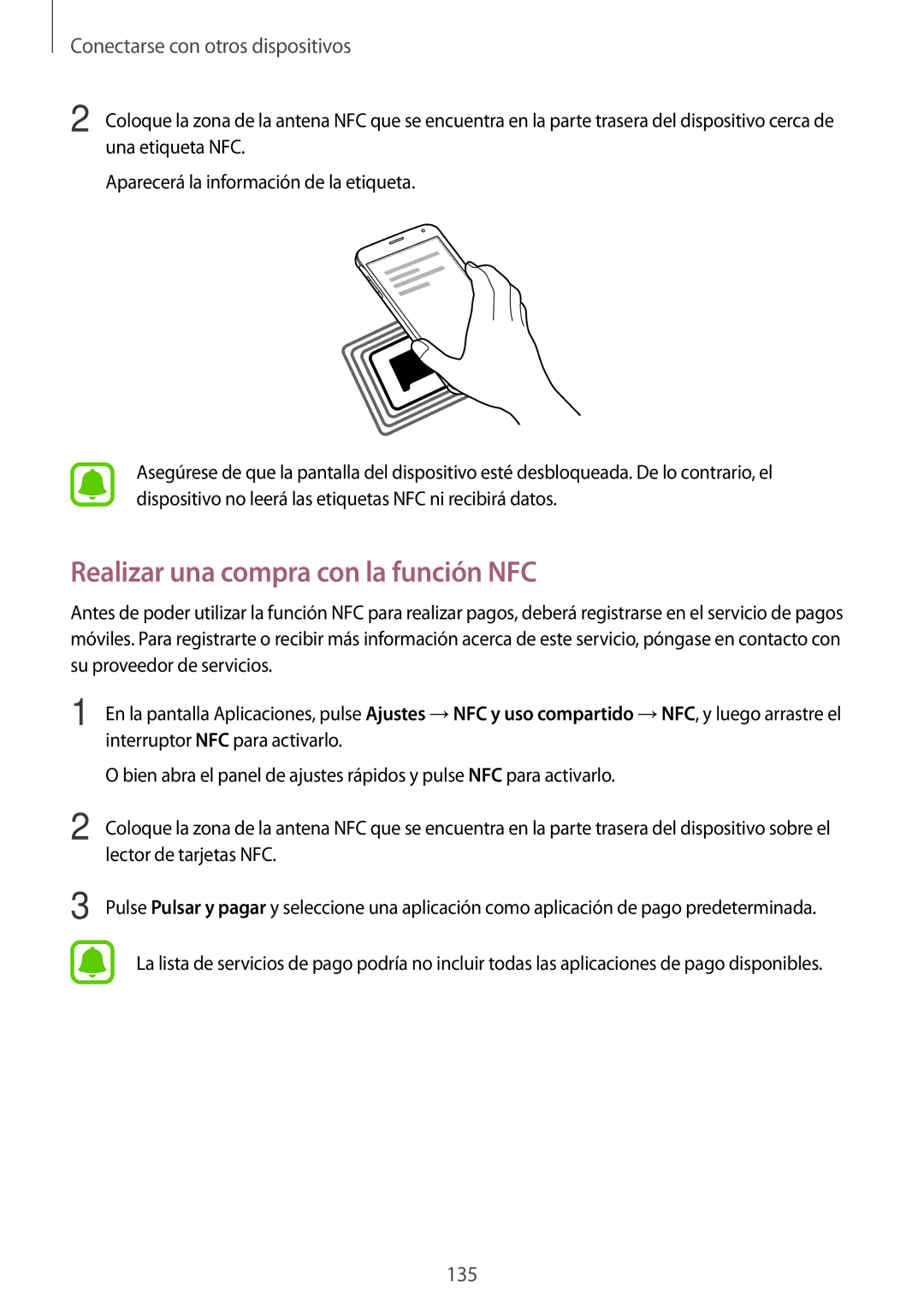 Samsung SM-N910FZIEPHE manual Realizar una compra con la función NFC 