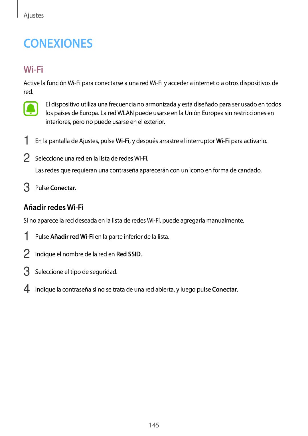 Samsung SM-N910FZIEPHE manual Añadir redes Wi-Fi, Pulse Conectar 