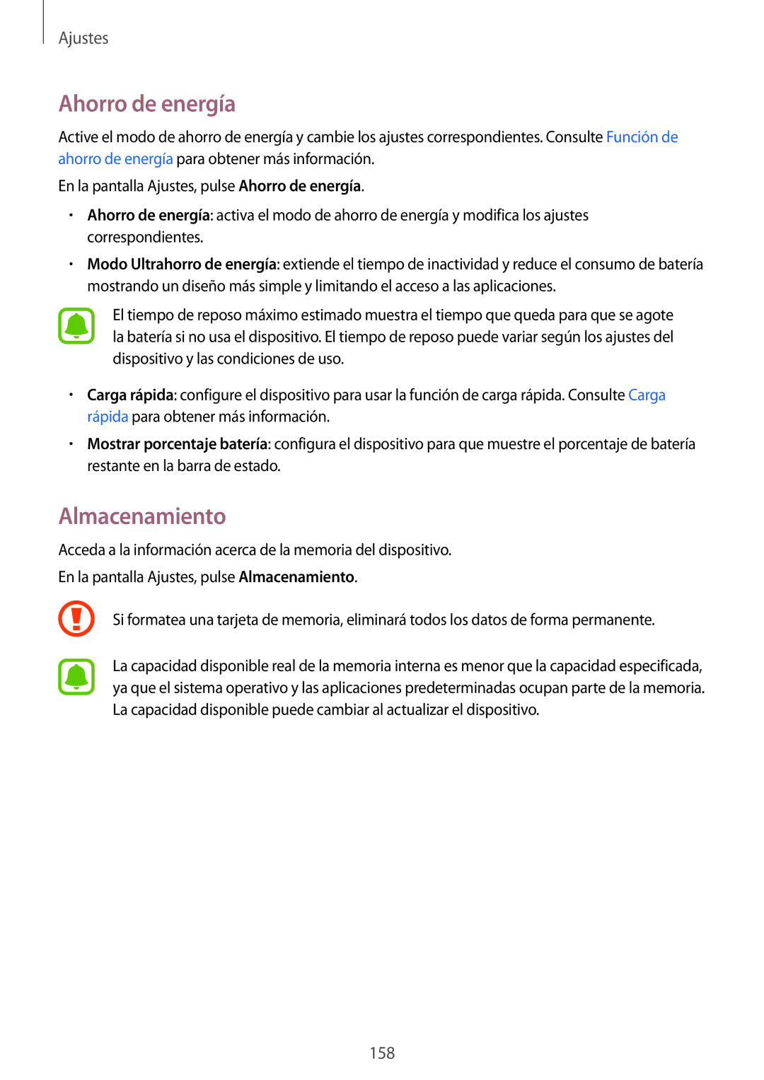 Samsung SM-N910FZIEPHE manual Ahorro de energía, Almacenamiento 