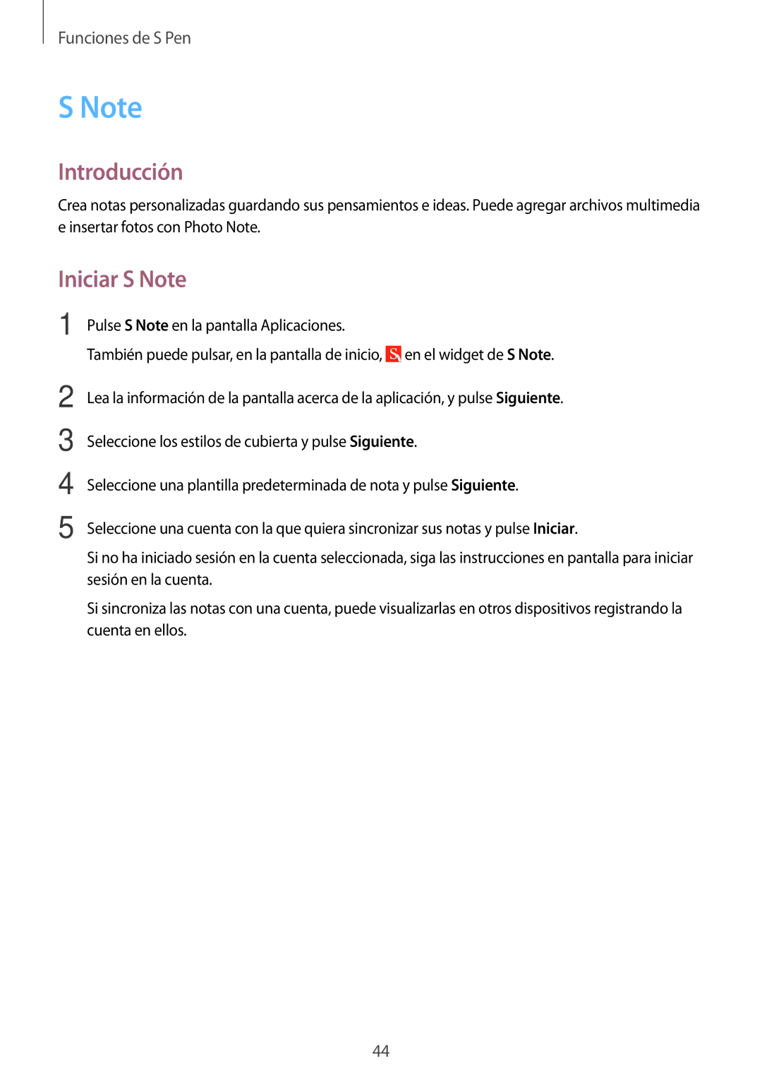 Samsung SM-N910FZIEPHE manual Introducción, Iniciar S Note 