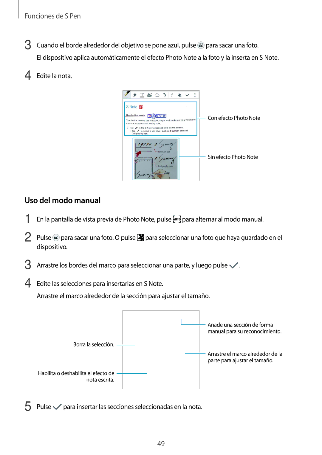 Samsung SM-N910FZIEPHE Uso del modo manual, Edite la nota 