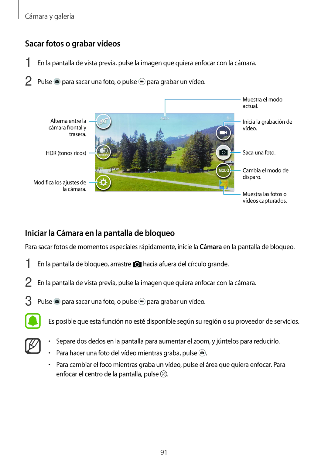 Samsung SM-N910FZIEPHE manual Sacar fotos o grabar vídeos, Iniciar la Cámara en la pantalla de bloqueo 
