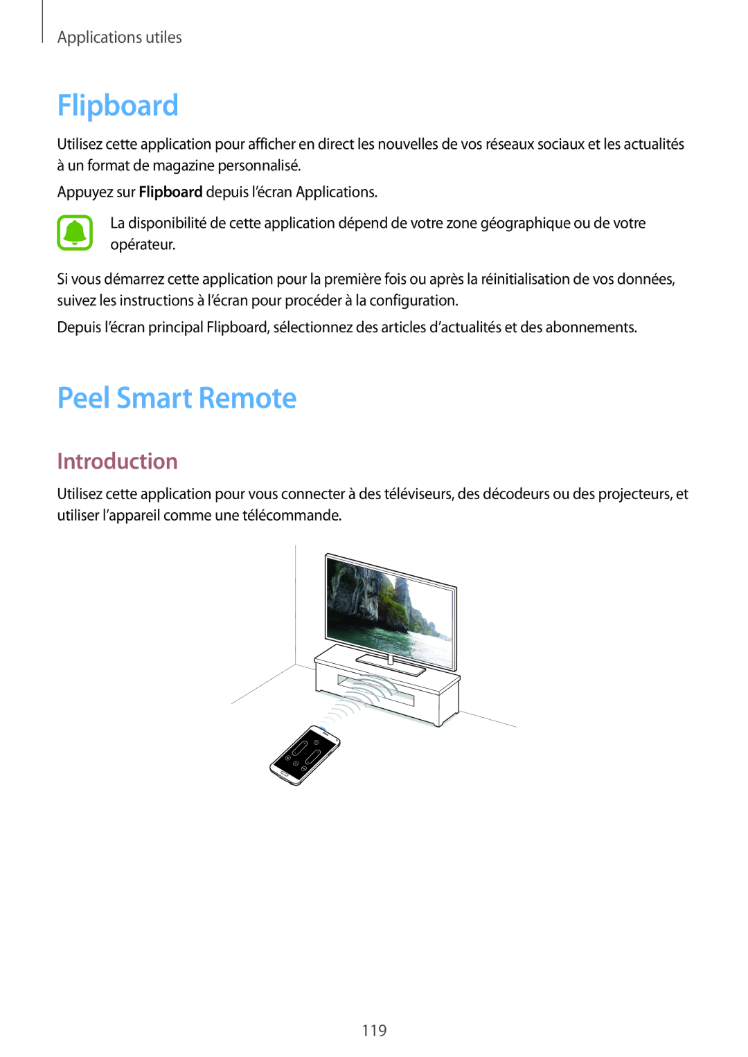 Samsung SM-N910FZWEXEF, SM-N910FZKEXEF, SM-N910FZIEXEF manual Flipboard, Peel Smart Remote 