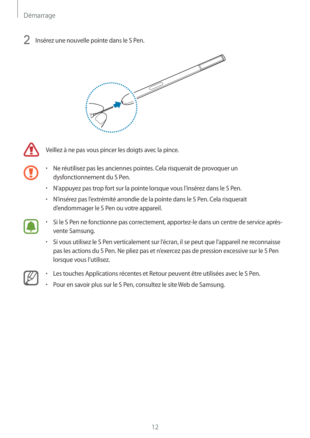 Samsung SM-N910FZKEXEF, SM-N910FZIEXEF, SM-N910FZWEXEF manual Démarrage 