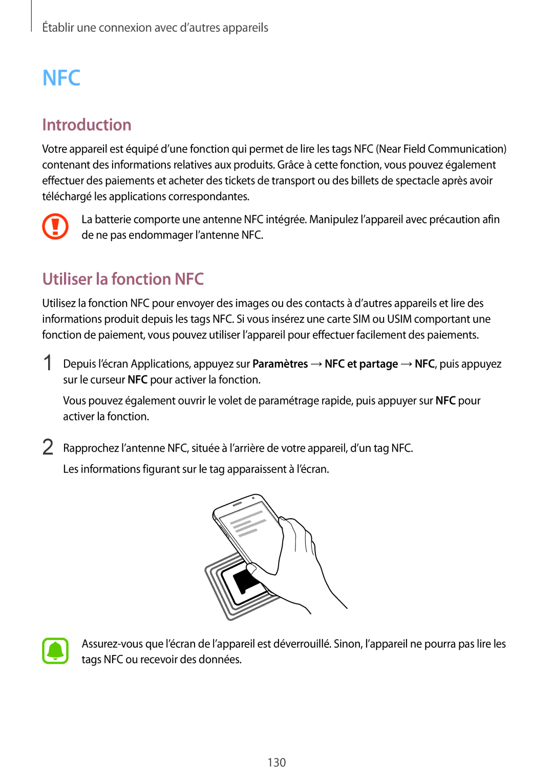 Samsung SM-N910FZIEXEF, SM-N910FZKEXEF, SM-N910FZWEXEF manual Nfc, Utiliser la fonction NFC 