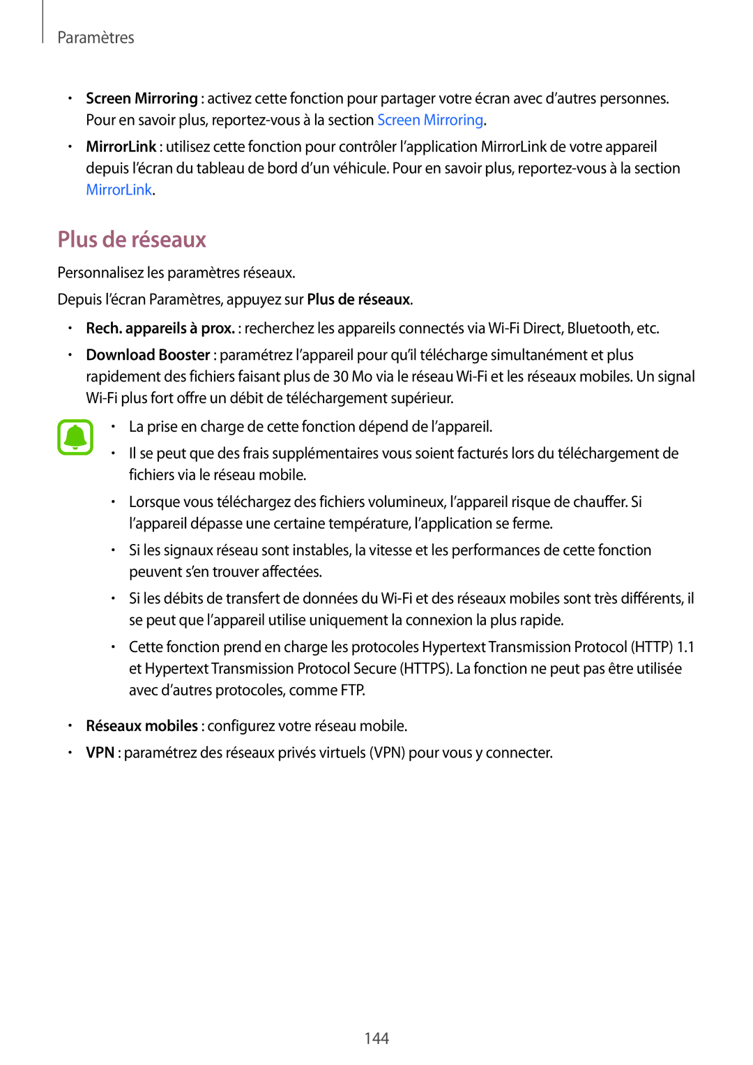 Samsung SM-N910FZKEXEF, SM-N910FZIEXEF, SM-N910FZWEXEF manual Plus de réseaux 