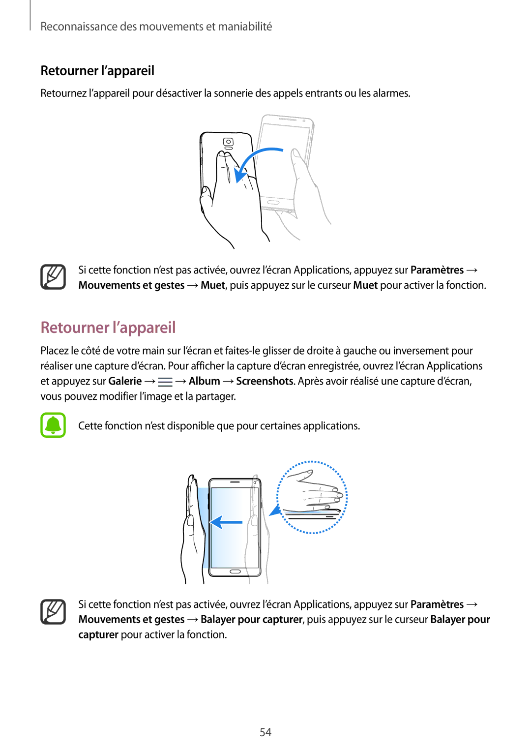 Samsung SM-N910FZKEXEF, SM-N910FZIEXEF, SM-N910FZWEXEF manual Retourner l’appareil 