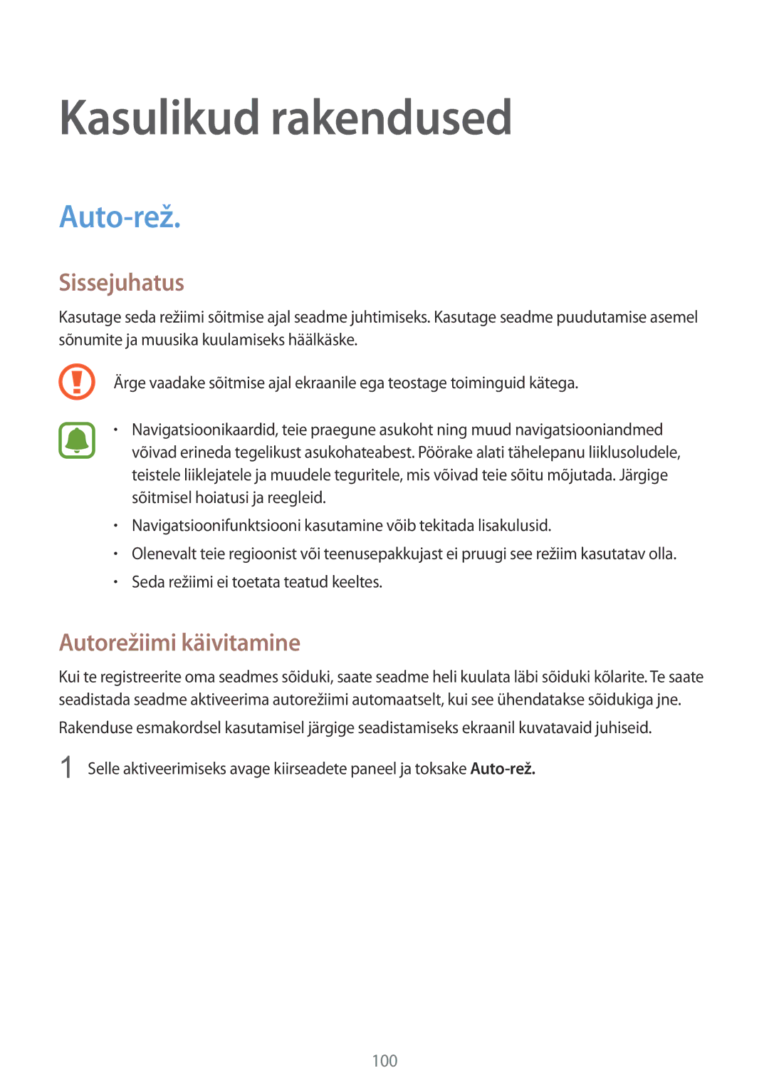 Samsung SM-N910FZDEBAL, SM-N910FZWEBAL, SM-N910FZIEBAL manual Kasulikud rakendused, Auto-rež, Autorežiimi käivitamine 