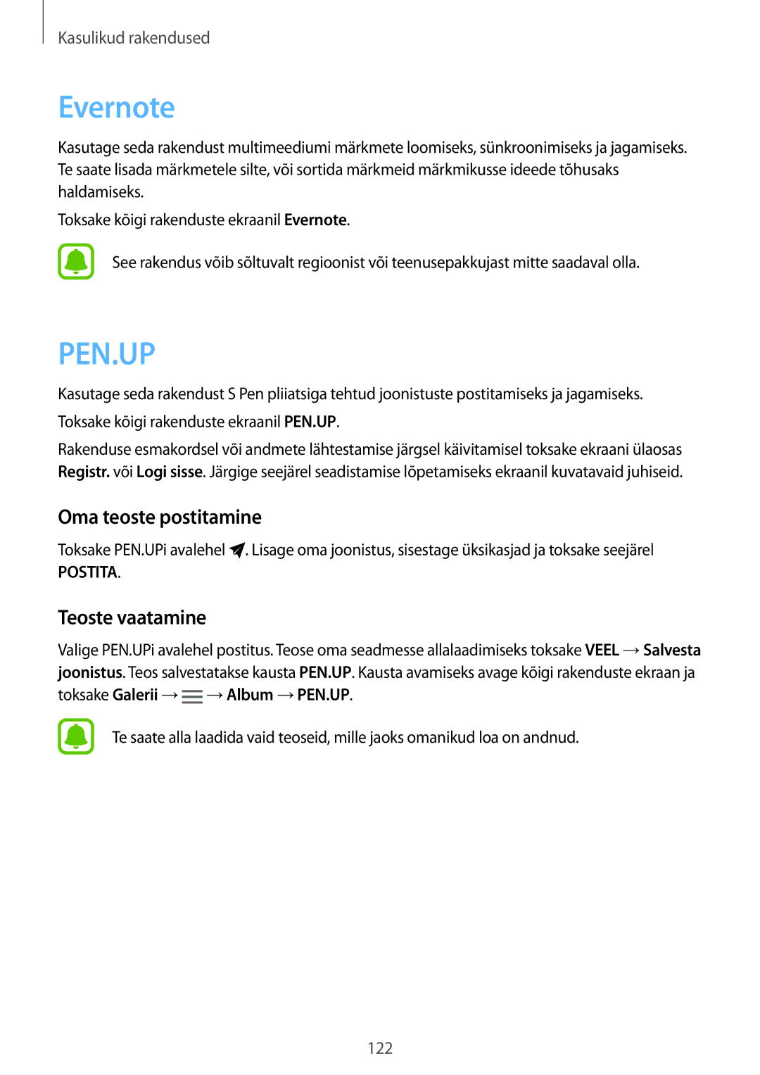 Samsung SM-N910FZKEBAL, SM-N910FZWEBAL, SM-N910FZIEBAL, SM-N910FZDEBAL Evernote, Oma teoste postitamine, Teoste vaatamine 