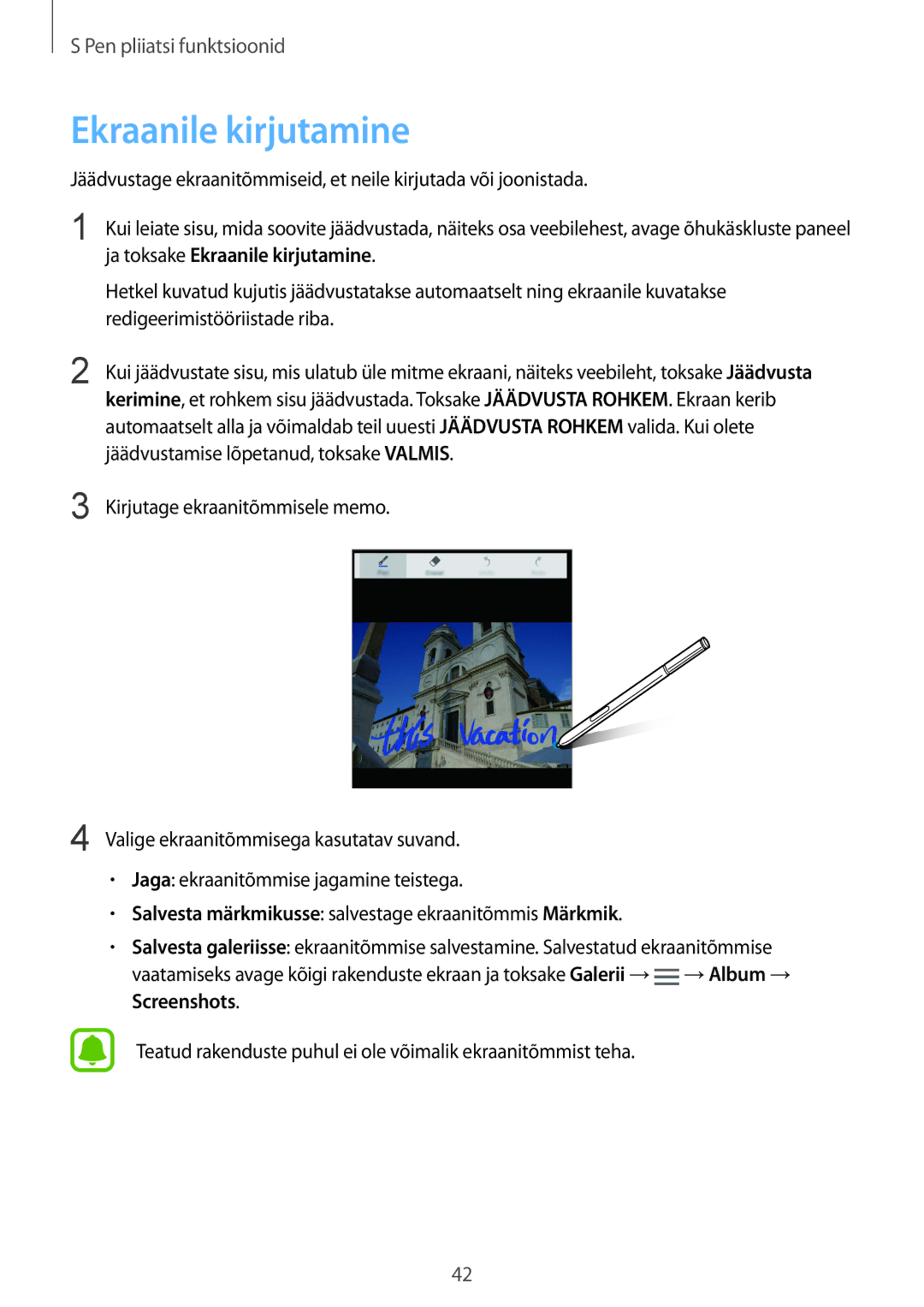 Samsung SM-N910FZWEBAL, SM-N910FZIEBAL, SM-N910FZDEBAL, SM-N910FZKEBAL, SM-N910CZKESEB, SM-N910CZDESEB Ekraanile kirjutamine 