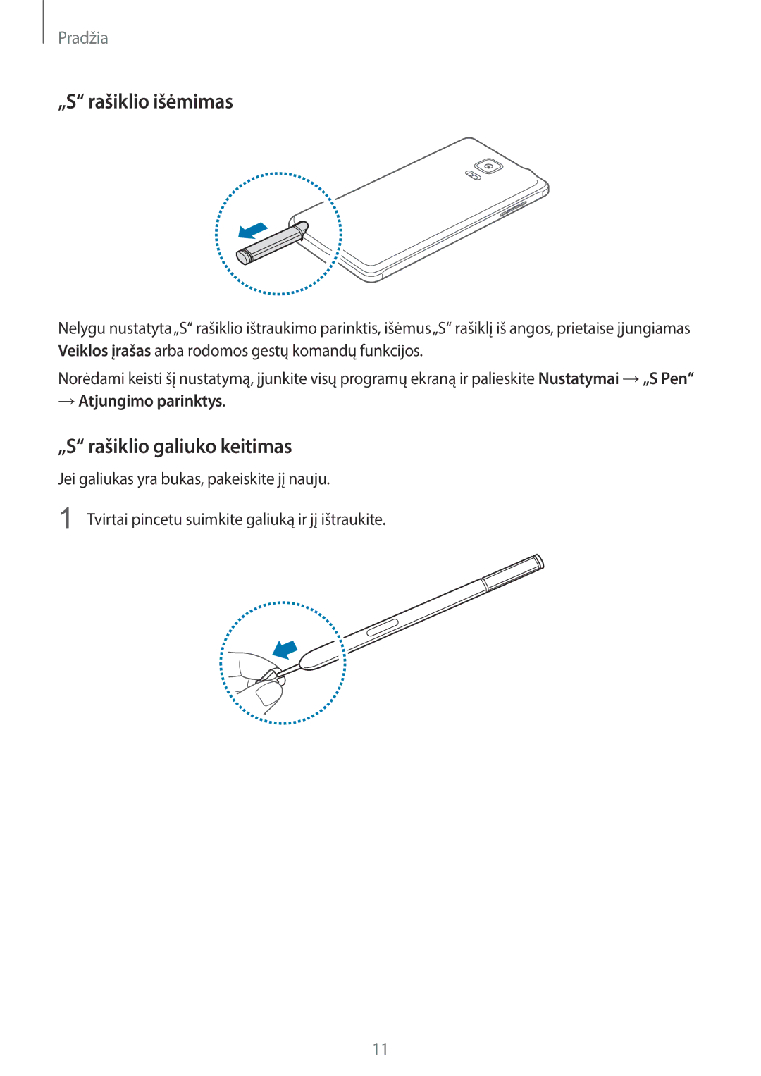 Samsung SM-N910CZKESEB, SM-N910FZWEBAL manual „S rašiklio išėmimas, „S rašiklio galiuko keitimas, → Atjungimo parinktys 